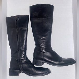 Designer Vintage Black Leather Boots 39 9